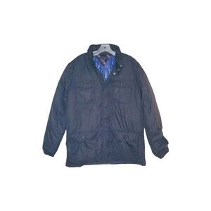 Tommy Hilfiger Puffer Coat Men Large Blue Vintage Style 6 Pocket